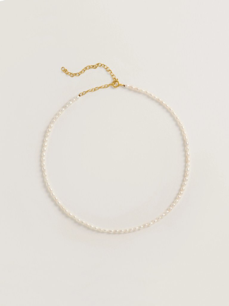 Rice Pearl Necklace - Gold