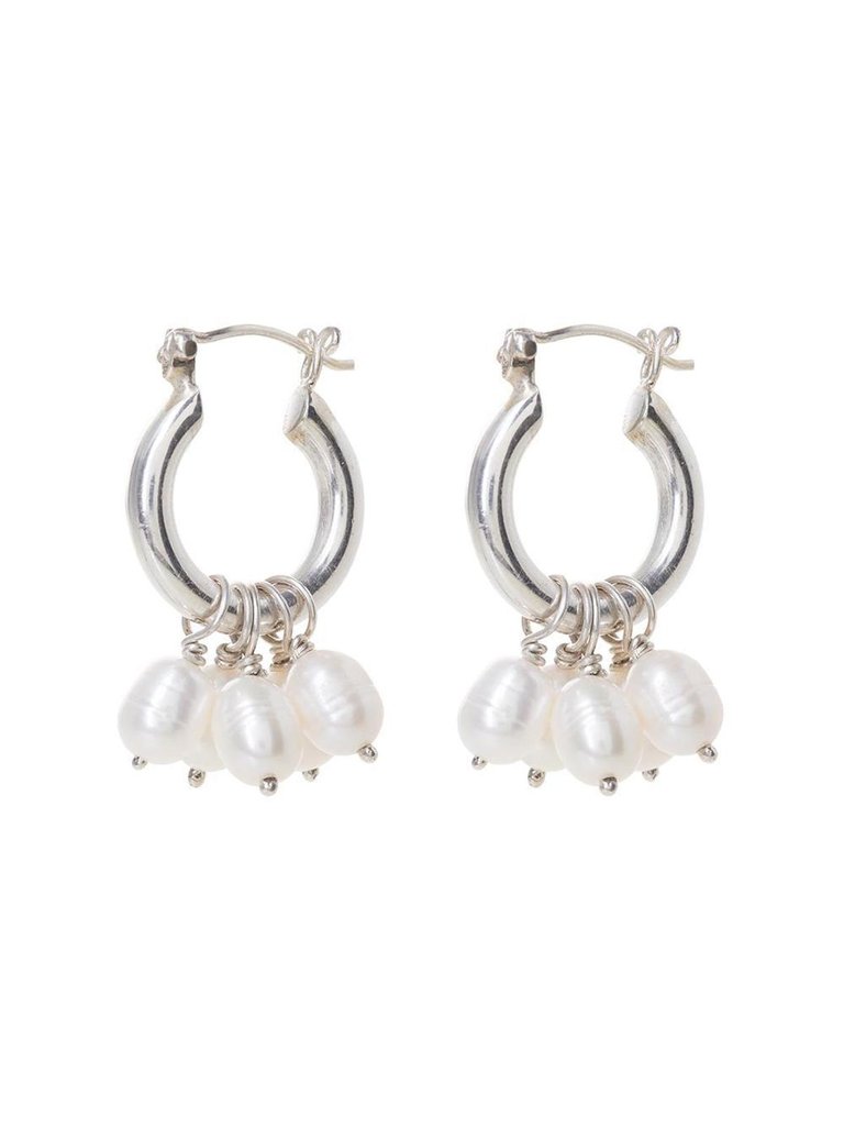 Silver Mini Hoops With Detachable Pearls - Silver