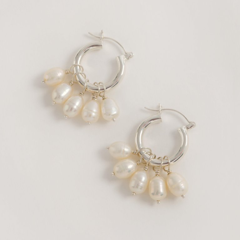 Silver Mini Hoops With Detachable Pearls