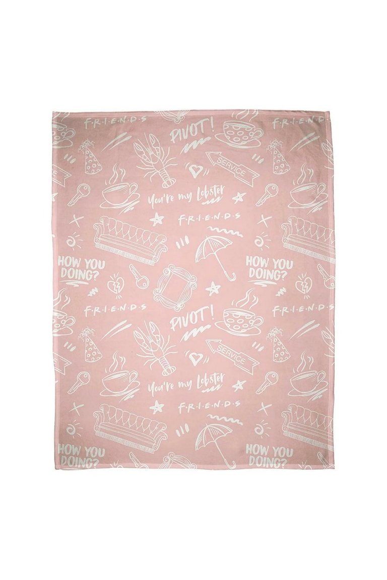 Fleece Coffee Blanket - Pink/White - One Size - Pink/White