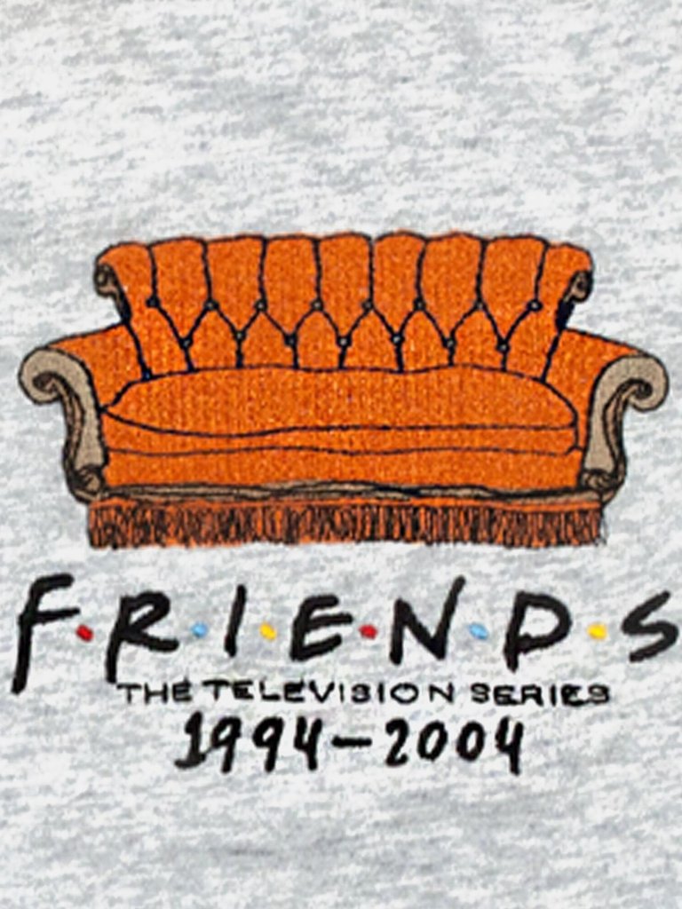 Friends Womens/Ladies Central Perk Sofa Crop T-Shirt (Grey Marl)