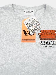 Friends Womens/Ladies Central Perk Sofa Crop T-Shirt (Grey Marl)