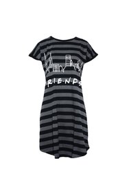 Friends Womens/Ladies Striped Nightie (Gray/Black) - Gray/Black