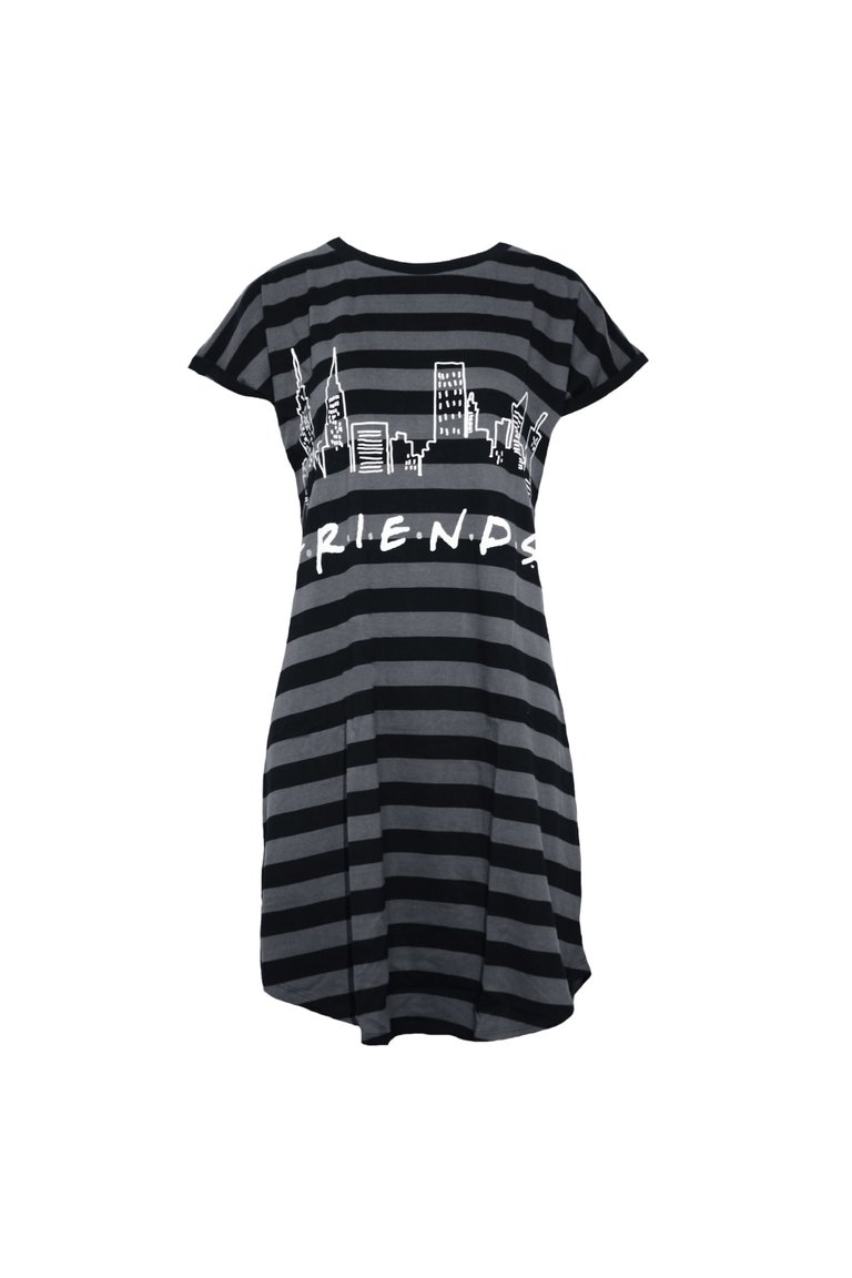 Friends Womens/Ladies Striped Nightie (Gray/Black) - Gray/Black