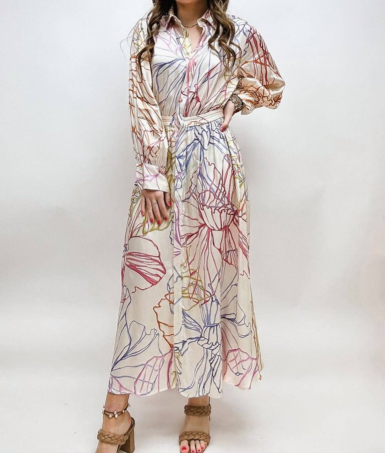 Paris Amanda Dress In Pastel Sketch - Pastel Sketch