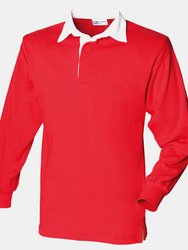 Front Row Kids Big Boys Long Sleeve Plain Rugby Sports Polo Shirt (Pack of 2) (Red) - Red