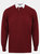 Front Row Long Sleeve Classic Rugby Polo Shirt - Deep burgundy/white