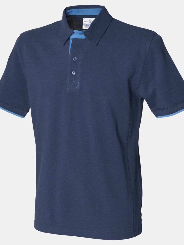 Front Row Mens Contrast Pique Polo Shirt (Navy/Marine) - Navy/Marine