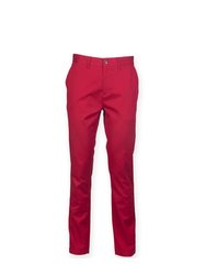 Front Row Mens Cotton Rich Stretch Chino Trousers (Vintage Red) - Vintage Red