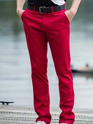 Front Row Mens Cotton Rich Stretch Chino Trousers (Vintage Red)
