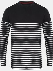 Front Row Mens Long Sleeve Breton Stripe T-Shirt (Navy/White) - Navy/White