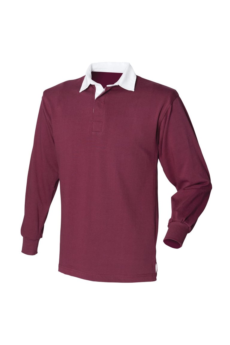 Front Row Mens Long Sleeve Sports Rugby Shirt (Burgundy) - Burgundy