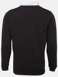 Front Row Mens Premium Long Sleeve Rugby Shirt/Top (Black)