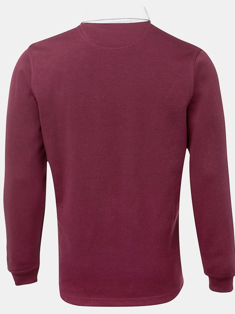 Front Row Mens Premium Long Sleeve Rugby Shirt/Top (Burgundy)