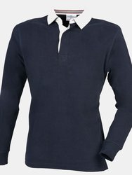 Front Row Mens Premium Long Sleeve Rugby Shirt/Top (Navy) - Navy