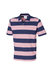 Front Row Mens Striped Pique Polo Shirt - Navy/Pink