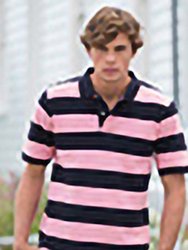 Front Row Mens Striped Pique Polo Shirt