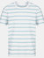 Front Row Mens Striped T-Shirt (White/Duck Egg Blue) - White/Duck Egg Blue