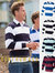 Front Row Sewn Stripe Long Sleeve Sports Rugby Polo Shirt (White & Navy (White collar))