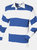 Front Row Sewn Stripe Long Sleeve Sports Rugby Polo Shirt (White & Royal (White collar)) - White & Royal (White collar)