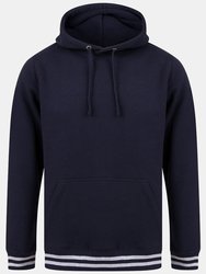 Front Row Unisex Adults Striped Cuff Hoodie (Navy/Heather Gray) - Navy/Heather Gray