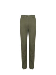 Front Row Womens/Ladies Cotton Rich Stretch Chino Trousers/Pants - Khaki