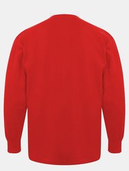 Kids Big Boys Long Sleeve Plain Rugby Sports Polo Shirt - Red