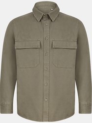 Mens Cotton Drill Overshirt - Khaki