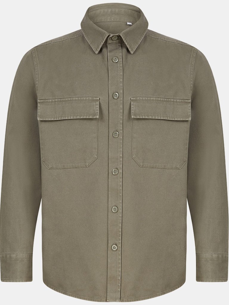 Mens Cotton Drill Overshirt - Khaki