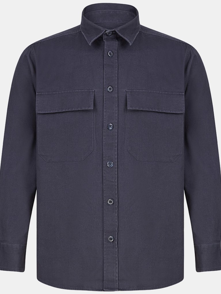 Mens Cotton Drill Overshirt - Navy