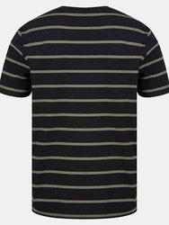 Mens Striped T-Shirt- Black/Khaki