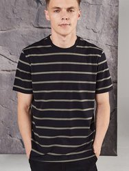 Unisex Adult Striped T-Shirt- Black/Khaki