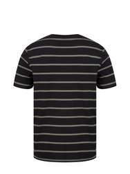 Unisex Adult Striped T-Shirt- Black/Khaki
