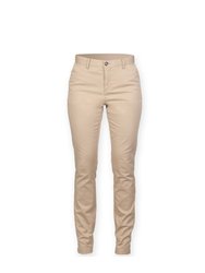 Womens/Ladies Cotton Rich Stretch Chino Trousers/Pants - Stone - Stone