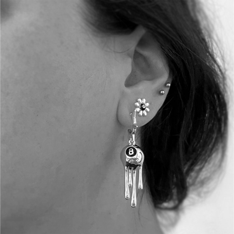 8-Ball Liquid Luck Drip Hoop Earrings