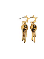 8-Ball Liquid Luck Drip Hoop Earrings - Gold