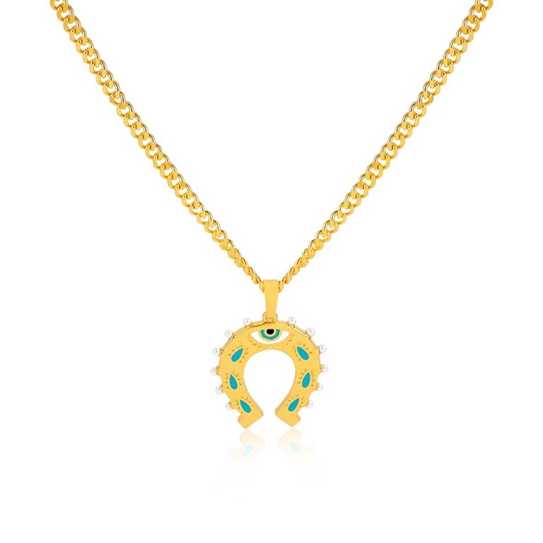 Feelings Horseshoe Charm Necklace - Gold