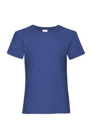 Big Girls Childrens Valueweight Short Sleeve T-Shirt - Heather Royal - Deep Navy