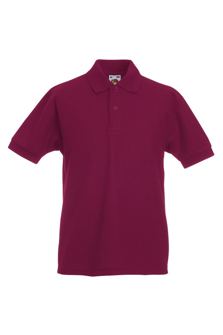 Childrens/Kids Big Girls 65/35 Pique Polo Shirt - Burgundy - Burgundy