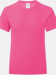 Fruit Of The Loom Girls Iconic T-Shirt (Fuchsia Pink) - Fuchsia Pink