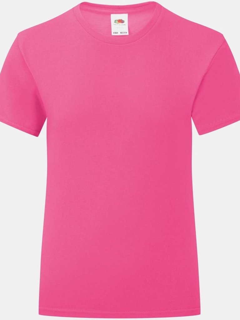 Fruit Of The Loom Girls Iconic T-Shirt (Fuchsia Pink) - Fuchsia Pink