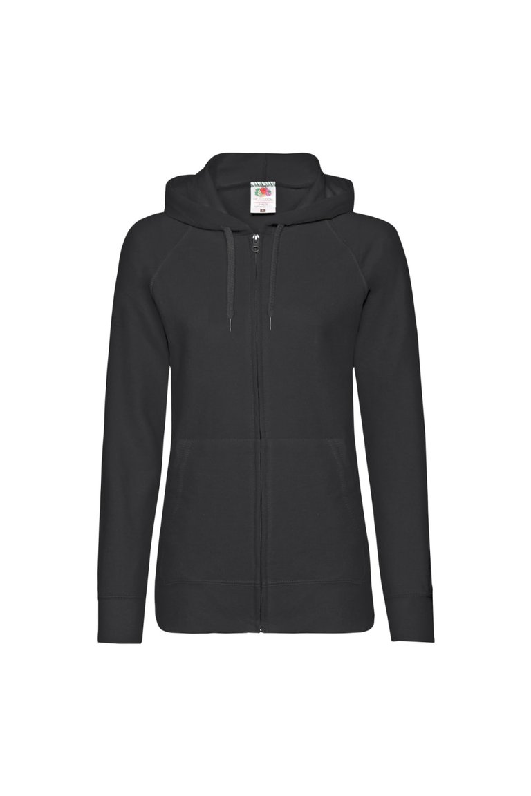 Fruit Of The Loom Ladies Fitted Hooded Sweatshirt (Black) - Black