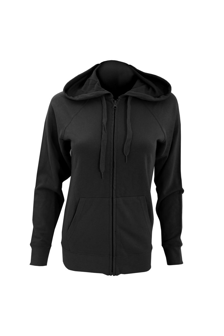 Fruit Of The Loom Ladies Fitted Hooded Sweatshirt (Black)