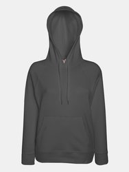 Fruit Of The Loom Ladies Fitted Lightweight Hooded Sweatshirt / Hoodie (240 GSM) (Light Graphite)