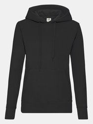 Fruit Of The Loom Ladies Lady Fit Hooded Sweatshirt / Hoodie (Black) - Black