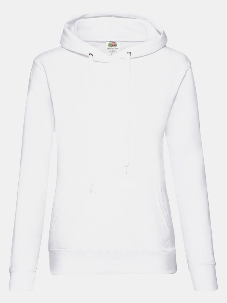 Fruit Of The Loom Ladies Lady Fit Hooded Sweatshirt / Hoodie (White) - White