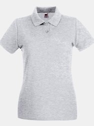 Fruit Of The Loom Ladies Lady-Fit Premium Short Sleeve Polo Shirt (Heather Grey) - Heather Grey