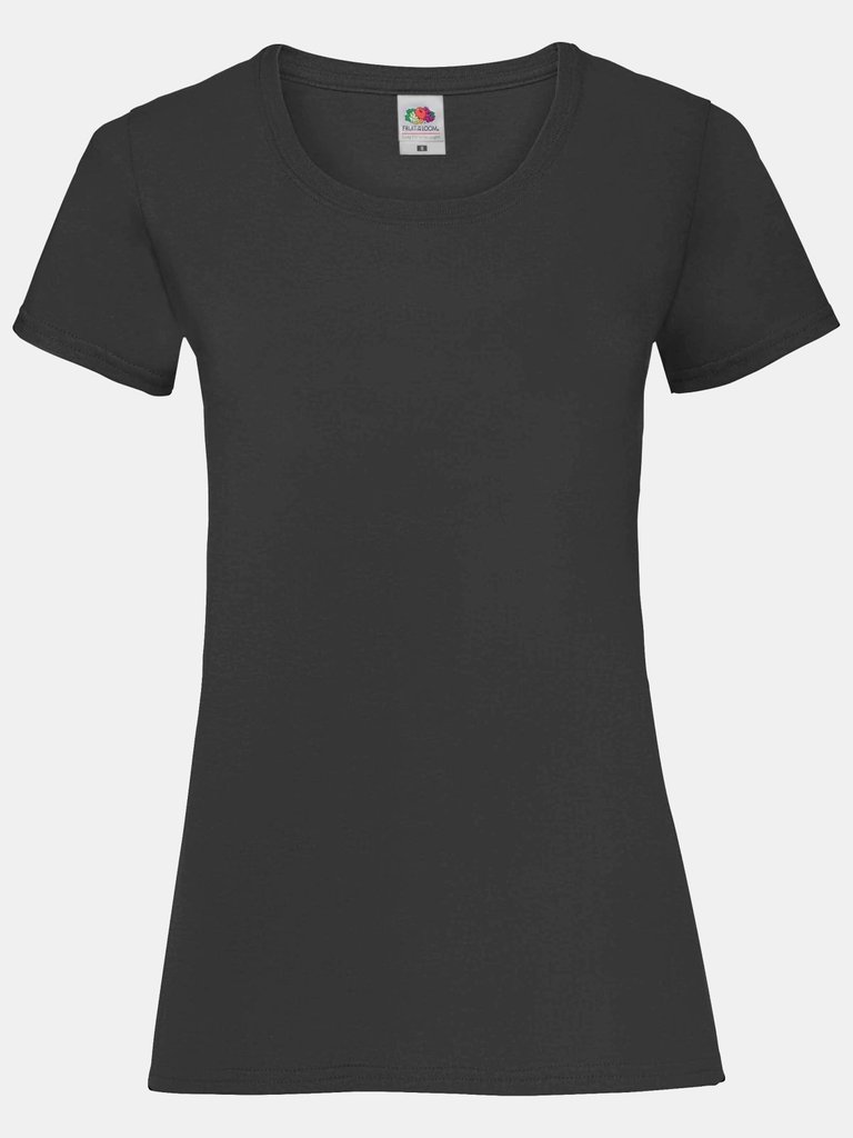 Fruit Of The Loom Ladies/Womens Lady-Fit Valueweight Short Sleeve T-Shirt (Pack (Black) - Black