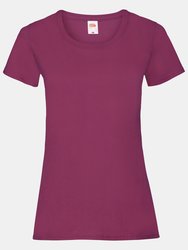 Fruit Of The Loom Ladies/Womens Lady-Fit Valueweight Short Sleeve T-Shirt (Pack (Burgundy) - Burgundy