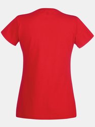 Fruit Of The Loom Ladies/Womens Lady-Fit Valueweight Short Sleeve T-Shirt (Red)